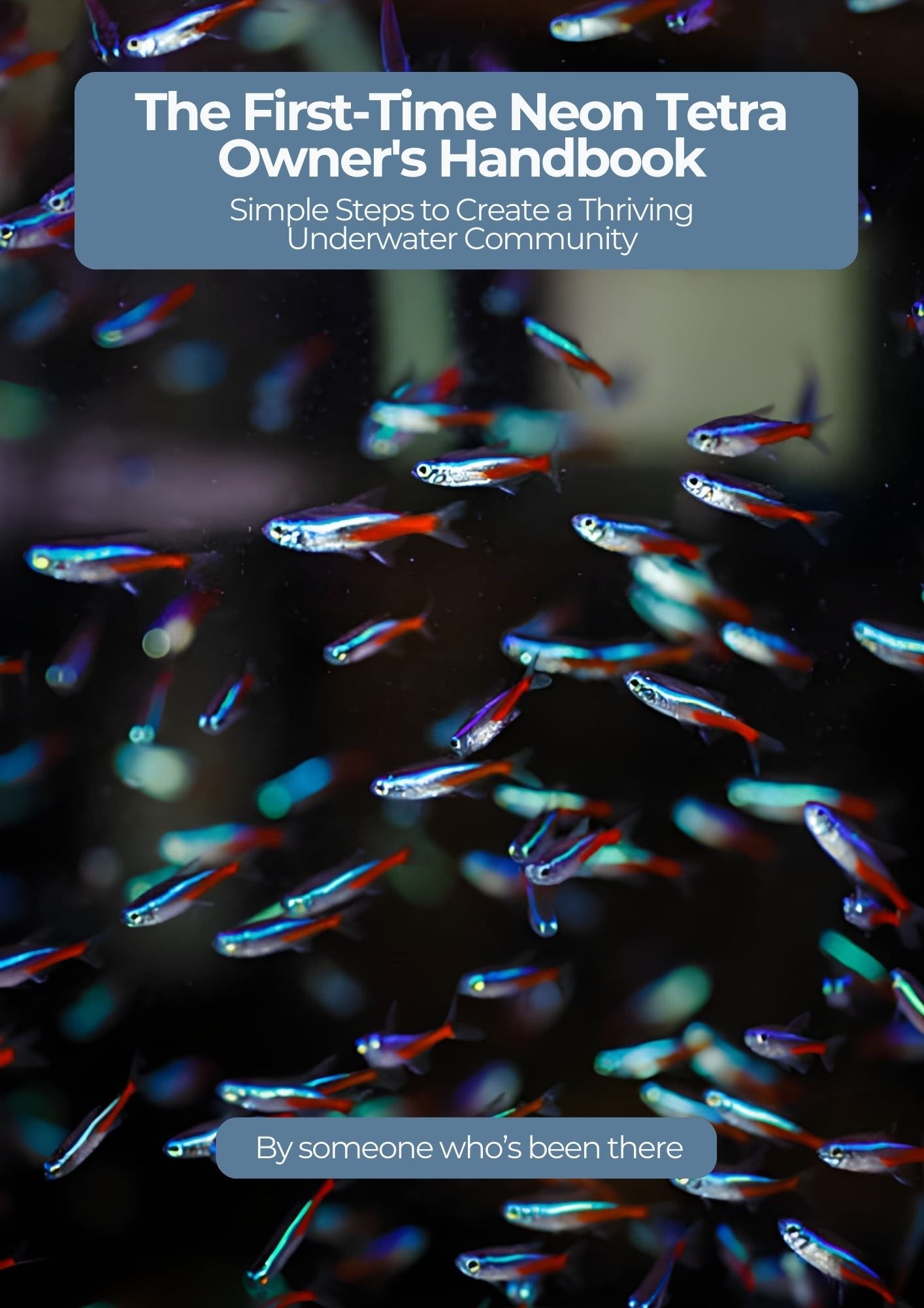 Cover of 'The First-Time Neon Tetra Owner's Handbook' with neon tetras in an aquarium.